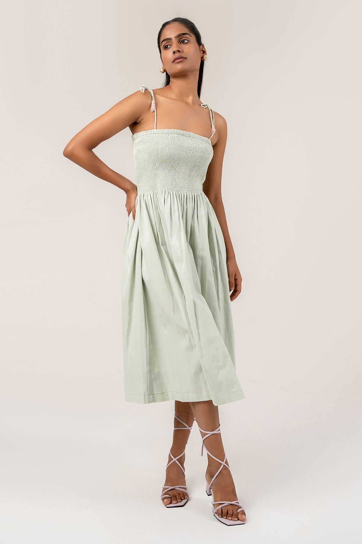 Buy Blue Cotton Off-Shoulder Dress by Seher Studio for women online at ScrollnShops